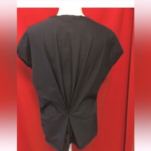 rag & bone pleat back cap sleeve top t shirt black size large